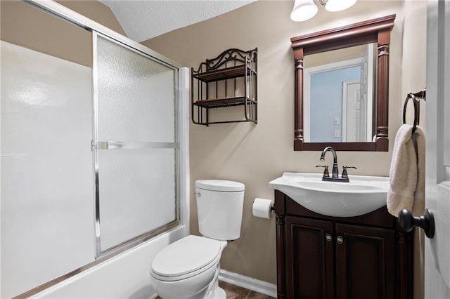125 Misty Lea Dr, Dallas, GA 30132 - bathroom with vanity, toilet, bath / shower combo with glass door, and baseboards