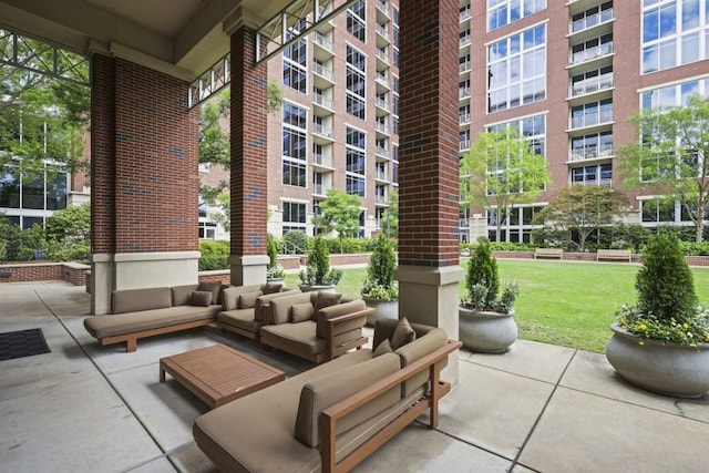 view of patio featuring an outdoor living space