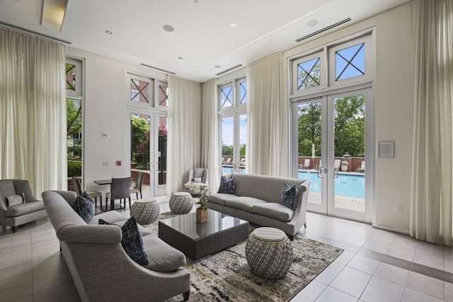 common area with a high ceiling