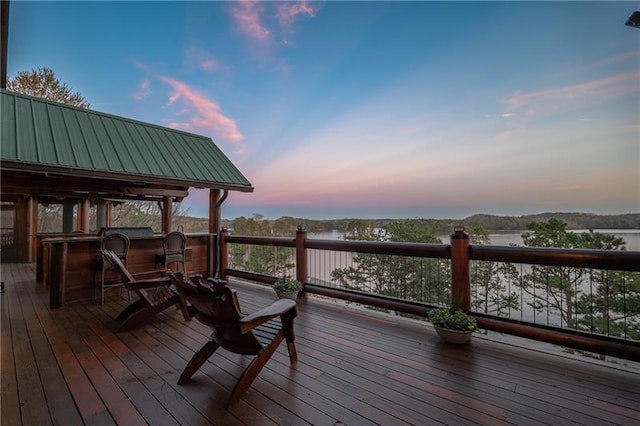 3406 Thunder Pt, Gainesville, GA 30506 - deck at dusk with a water view