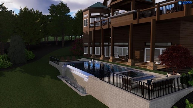 3406 Thunder Pt, Gainesville, GA 30506 - swimming pool with a hot tub, a patio area, and a lawn