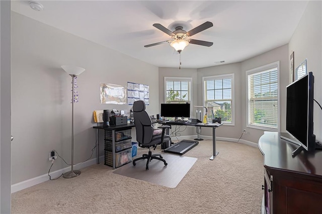 4815 Edgemoore Trce, Cumming, GA 30040 - carpeted home office featuring baseboards and ceiling fan