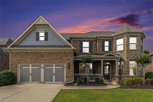 4815 Edgemoore Trce, Cumming, GA 30040 - view of front facade with covered porch, driveway, brick siding, and a front yard