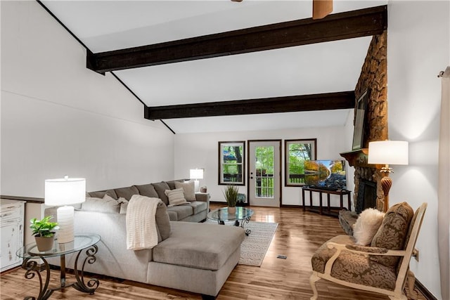 200 Villa Rd Unit 125, Jasper, GA 30143 - living area with a stone fireplace and wood finished floors
