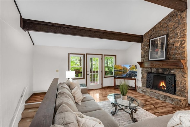 200 Villa Rd Unit 125, Jasper, GA 30143 - living room featuring wood finished floors, a fireplace, and baseboards