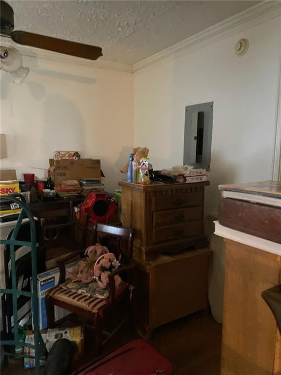 2689 Knox St NE, Atlanta, GA 30317 - misc room featuring crown molding, electric panel, and a textured ceiling