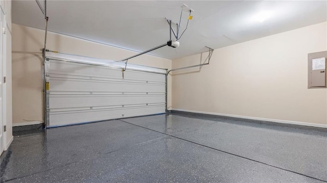 705 Ayala Pl, Alpharetta, GA 30004 - garage with baseboards, a garage door opener, and electric panel