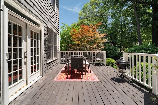 1003 N Ave NE, Atlanta, GA 30306 - wooden terrace featuring outdoor dining space, french doors, and area for grilling