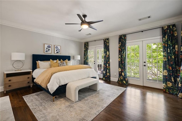 1003 N Ave NE, Atlanta, GA 30306 - bedroom with french doors, access to exterior, wood finished floors, crown molding, and baseboards