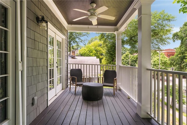 1003 N Ave NE, Atlanta, GA 30306 - wooden deck featuring french doors and a ceiling fan