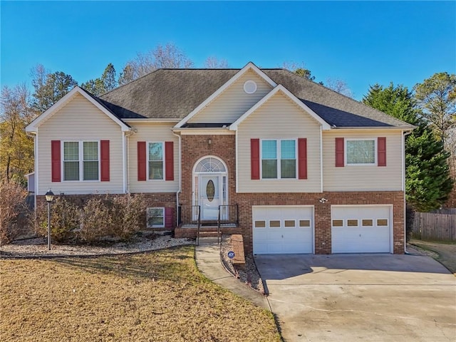 bi-level home featuring a garage