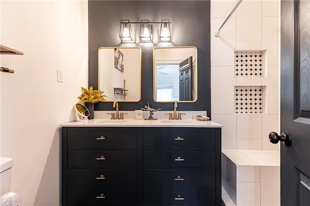 1443 Fama Dr NE, Atlanta, GA 30329 - bathroom featuring double vanity, a shower, and a tub to relax in