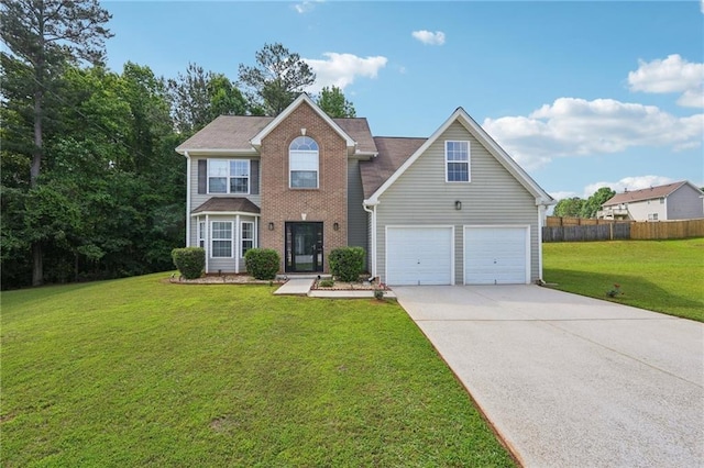 view of front of property featuring driveway, brick siding, and an attached garage