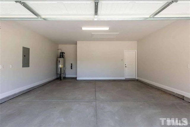 251 Eason St, Bowdon, GA 30108 - garage featuring electric panel, electric water heater, and baseboards