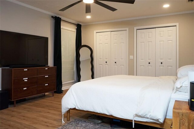 5419 S Lake Dr, Douglasville, GA 30135 - bedroom with wood finished floors, ornamental molding, baseboards, and recessed lighting
