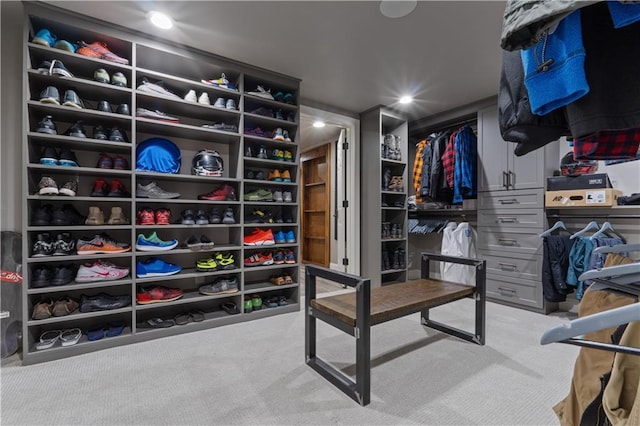 spacious closet with carpet floors