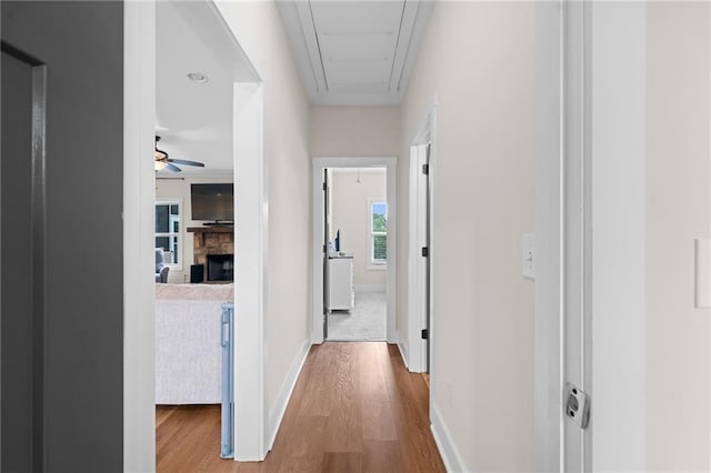 415 Stoneledge Rd, Jasper, GA 30143 - corridor with attic access and wood finished floors