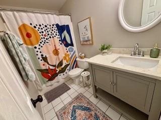 337 Long Shore Way, Newnan, GA 30265 - bathroom featuring vanity, tile patterned flooring, and a shower with curtain