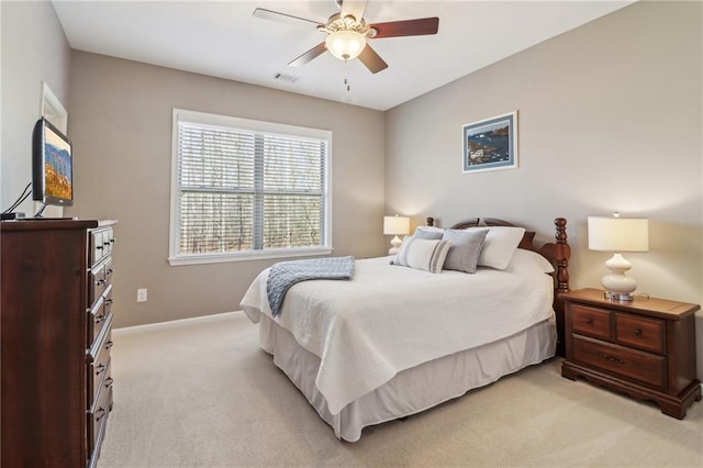 5365 Vendelay Ln, Cumming, GA 30040 - bedroom featuring light colored carpet, baseboards, and a ceiling fan