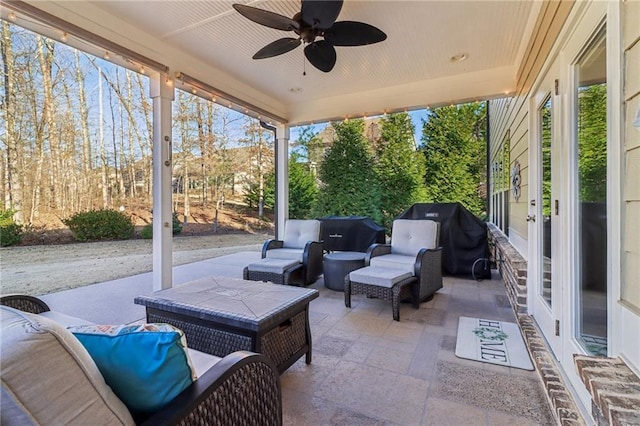 5365 Vendelay Ln, Cumming, GA 30040 - view of patio featuring french doors, grilling area, and a ceiling fan
