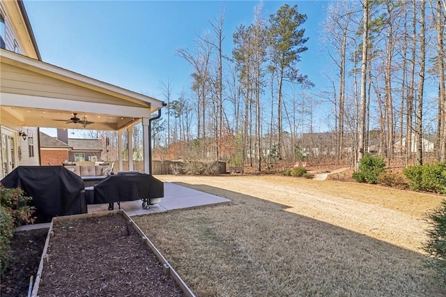 5365 Vendelay Ln, Cumming, GA 30040 - view of yard with ceiling fan and a patio area