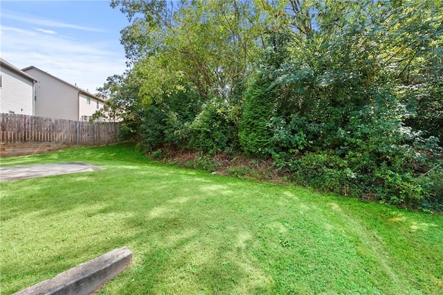 view of yard with a patio and fence