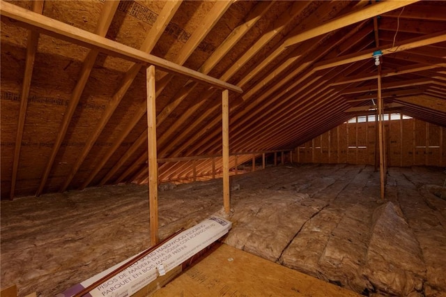 view of unfinished attic