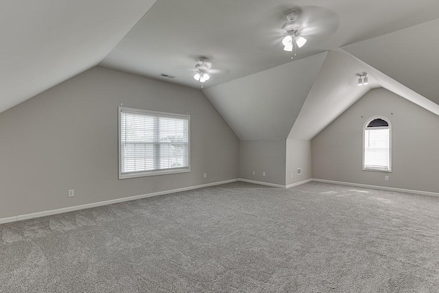 4690 Martins Crossing W Dr, Flowery Branch, GA 30542 - bonus room with a ceiling fan, lofted ceiling, carpet, and plenty of natural light