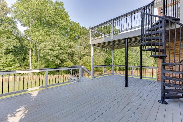 4690 Martins Crossing W Dr, Flowery Branch, GA 30542 - wooden terrace with stairway