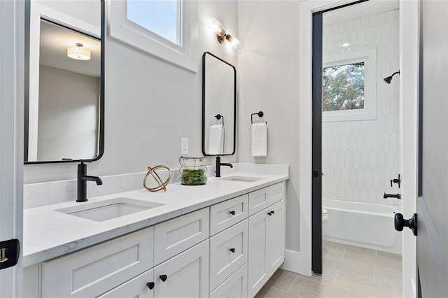 660 Timm Valley Rd NE, Atlanta, GA 30305 - full bath featuring double vanity, toilet, bathtub / shower combination, and a sink