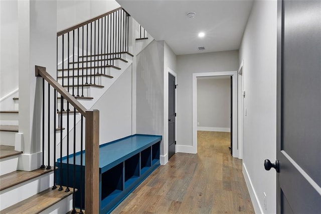 660 Timm Valley Rd NE, Atlanta, GA 30305 - mudroom with recessed lighting, visible vents, baseboards, and wood finished floors