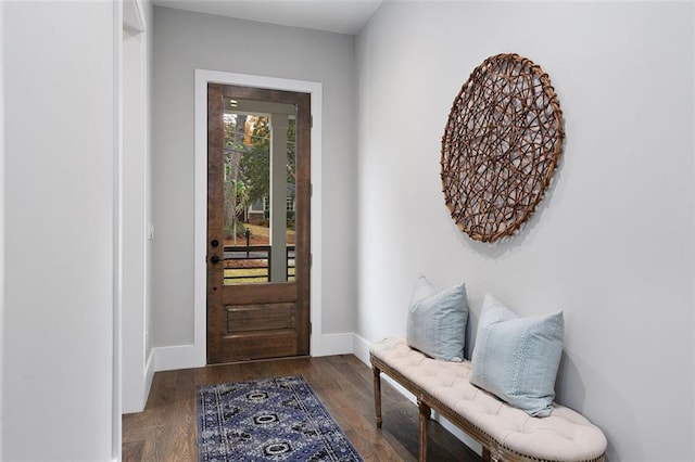 doorway to outside featuring dark hardwood / wood-style flooring