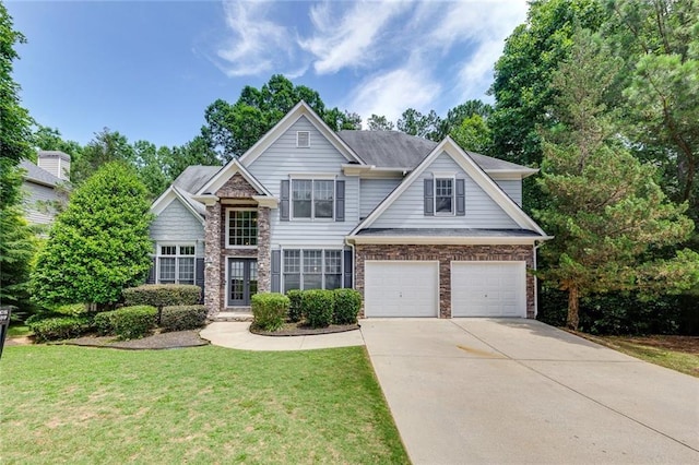 420 Gold Xing, Canton, GA 30114 - traditional-style house with concrete driveway, a front yard, an attached garage, and brick siding