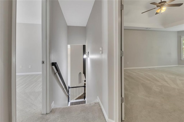 420 Gold Xing, Canton, GA 30114 - stairway featuring carpet and a ceiling fan