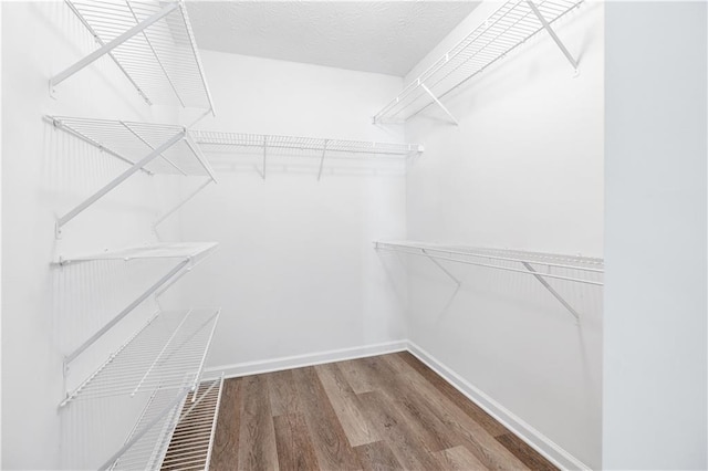 spacious closet featuring hardwood / wood-style flooring