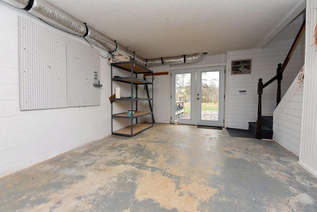 garage featuring french doors