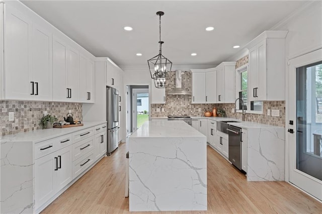 4030 Scenic View Ct, Cumming, GA 30028 - kitchen with stainless steel appliances, backsplash, wall chimney exhaust hood, and a sink