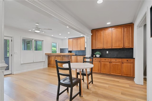 4030 Scenic View Ct, Cumming, GA 30028 - kitchen with tasteful backsplash, decorative columns, and ornamental molding