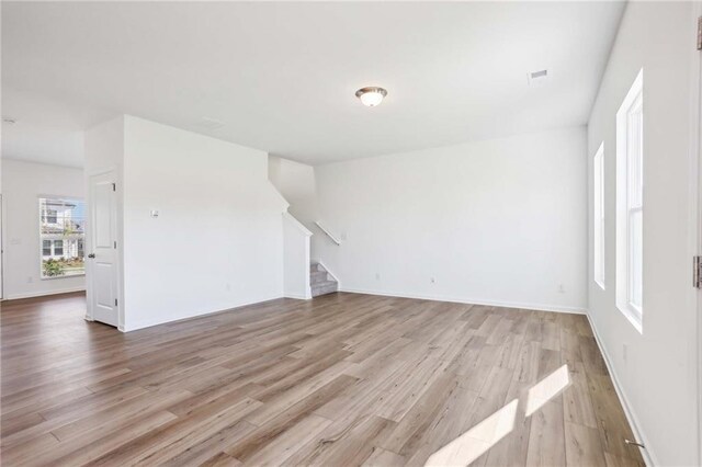 unfurnished living room featuring light hardwood / wood-style floors