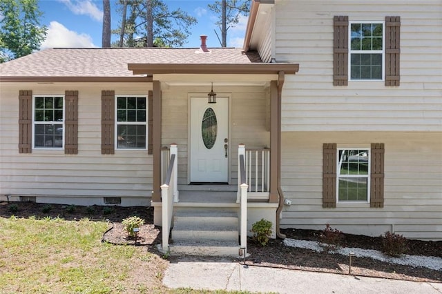 3050 Woodland Dr NW, Kennesaw, GA 30152 - entrance to property with a shingled roof and crawl space