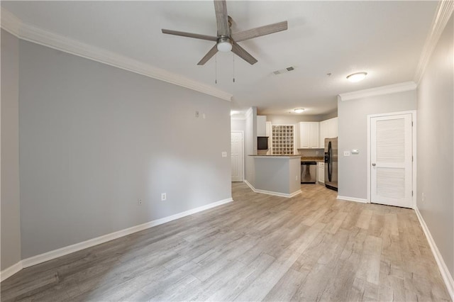 10 NE Perimeter Summit Blvd Unit 3107, Atlanta, GA 30319 - unfurnished living room featuring a ceiling fan, ornamental molding, and light wood-type flooring