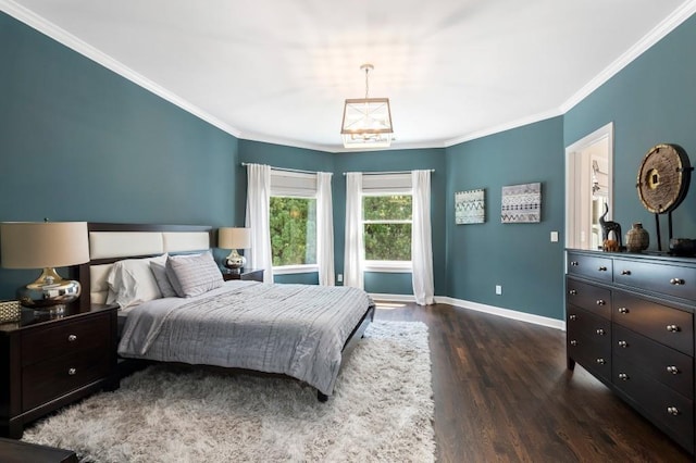 330 Longvue Ct, Johns Creek, GA 30097 - bedroom with dark wood finished floors, baseboards, and crown molding