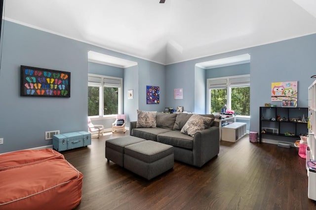 330 Longvue Ct, Johns Creek, GA 30097 - living area with dark wood-style floors, plenty of natural light, and baseboards