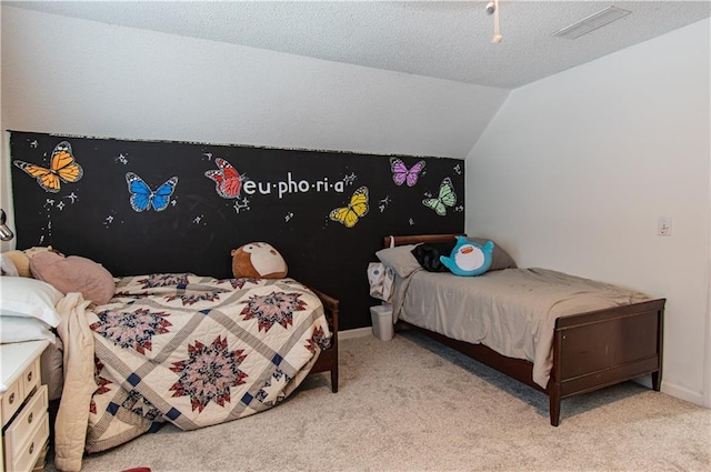 4222 Honey Creek Way, Powder Springs, GA 30127 - bedroom with visible vents, lofted ceiling, and light colored carpet