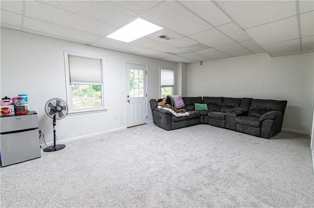 4222 Honey Creek Way, Powder Springs, GA 30127 - living room featuring a paneled ceiling, baseboards, and carpet floors