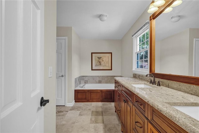 1819 Yorkshire Dr, Woodstock, GA 30189 - full bath featuring a sink, baseboards, double vanity, and a garden tub