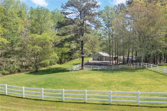 1819 Yorkshire Dr, Woodstock, GA 30189 - view of yard featuring a rural view, fence, and an outbuilding