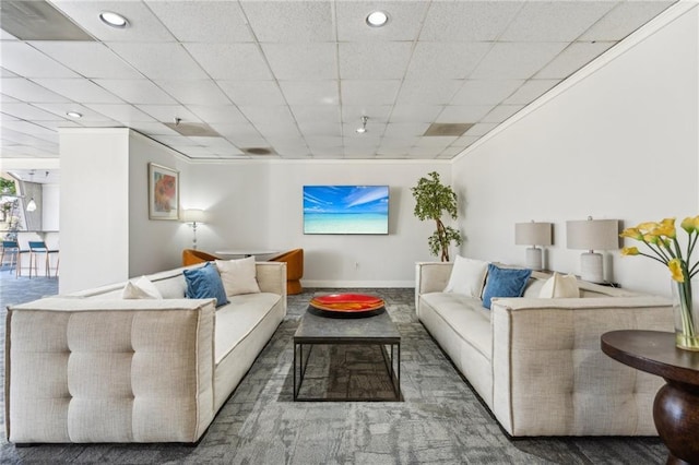 2479 Peachtree Rd NE Unit 1703, Atlanta, GA 30305 - living room with a paneled ceiling and recessed lighting