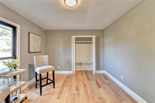 sitting room featuring light hardwood / wood-style flooring