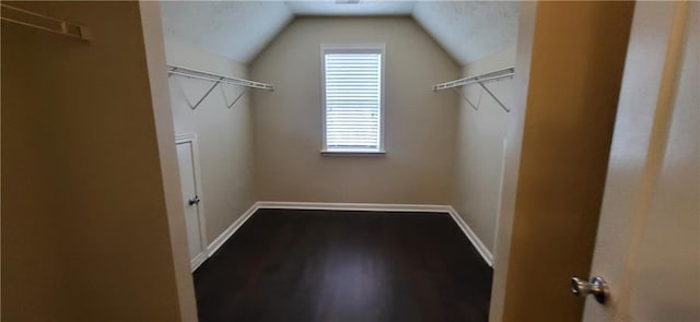 571 Cold Water Ln, Mcdonough, GA 30252 - spacious closet with vaulted ceiling and wood finished floors